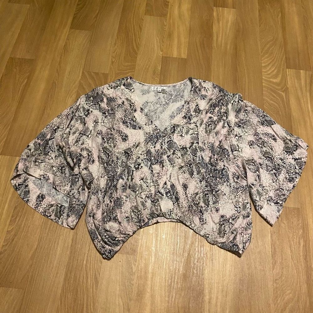 On the Road Snake Print Open Front Blouse | S